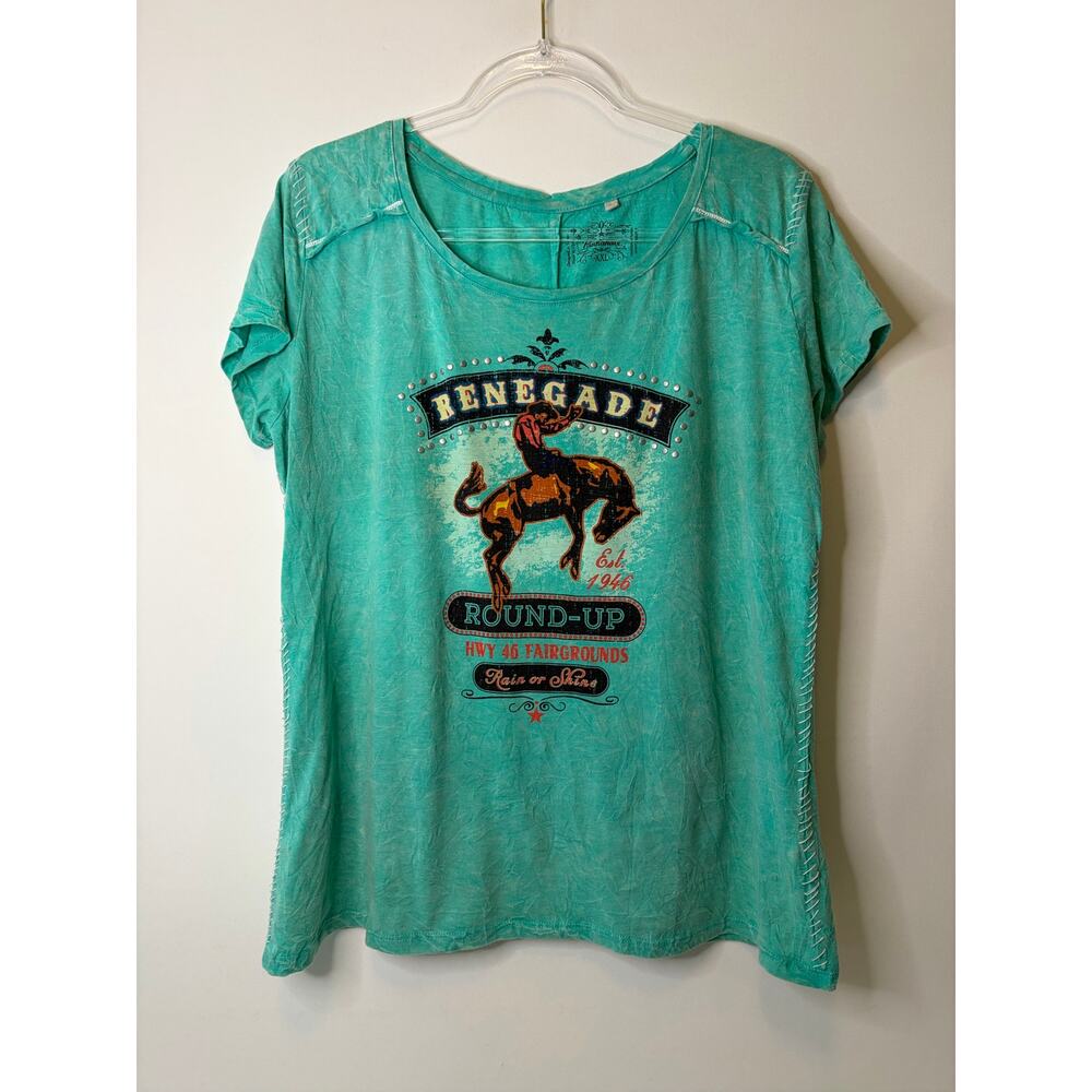 Panhandle Renegade Roundup Horse Graphic Short Sleeve T-shirt Plus Size XXL